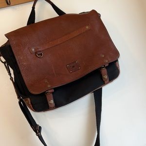 ((euc)) will leather goods “Wallace” leather + canvas messenger bag